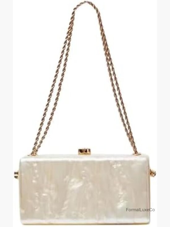 Handbags - Acrylic Evening Clutch Box Handbag Chain Shoulder Bag for Wedding Prom Party
